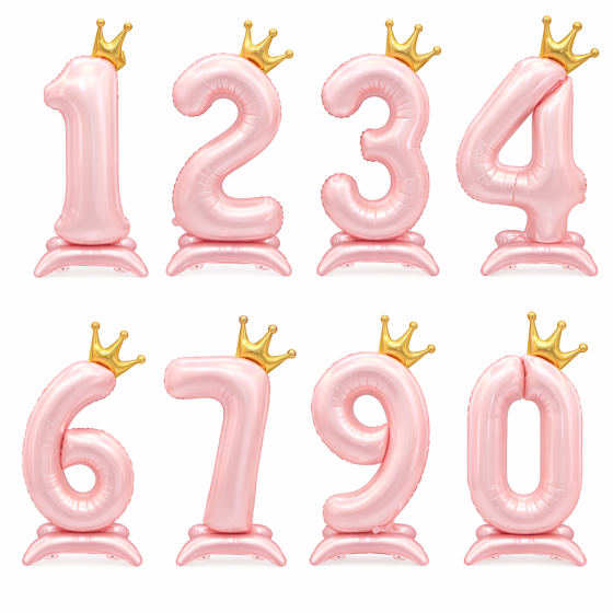 Folijski baloni brojevi - rozi sa krunom 